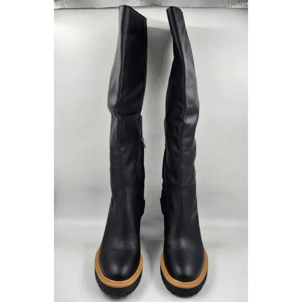 Dolce Vita Corry H2O Tall Leather Knee-High Boots Women's 8 Onyx Leather Zip - Picture 4 of 15
